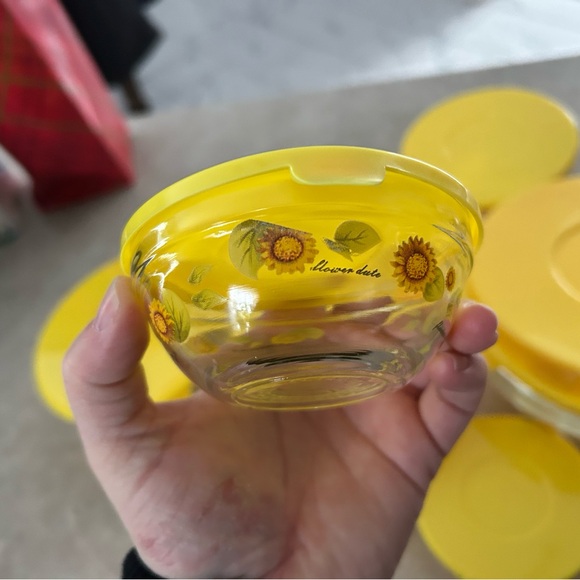 4/$100 Sunflower vintage glass mixing salad bowls two sets VTG - Picture 4 of 5